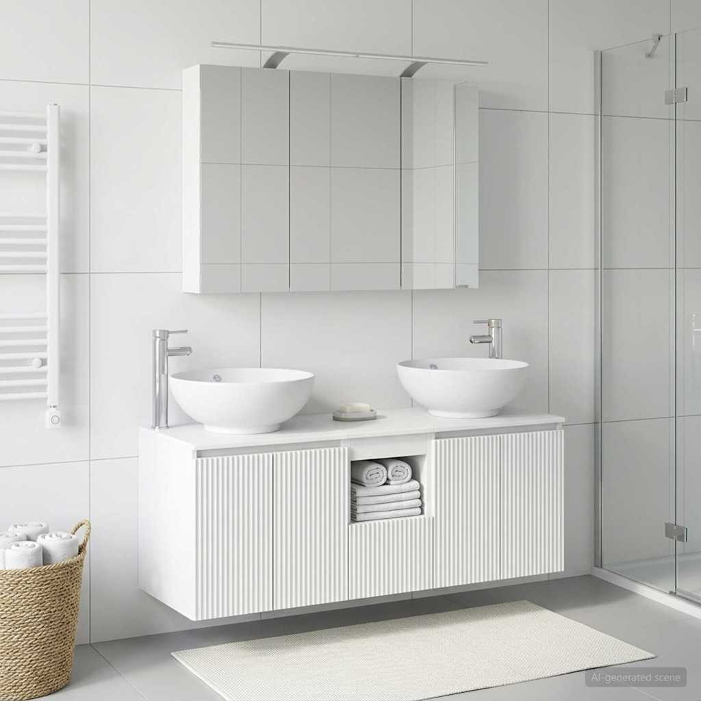 vidaXL Badezimmerschrank-Set 4 pcs Weiß Holzwerkstoff