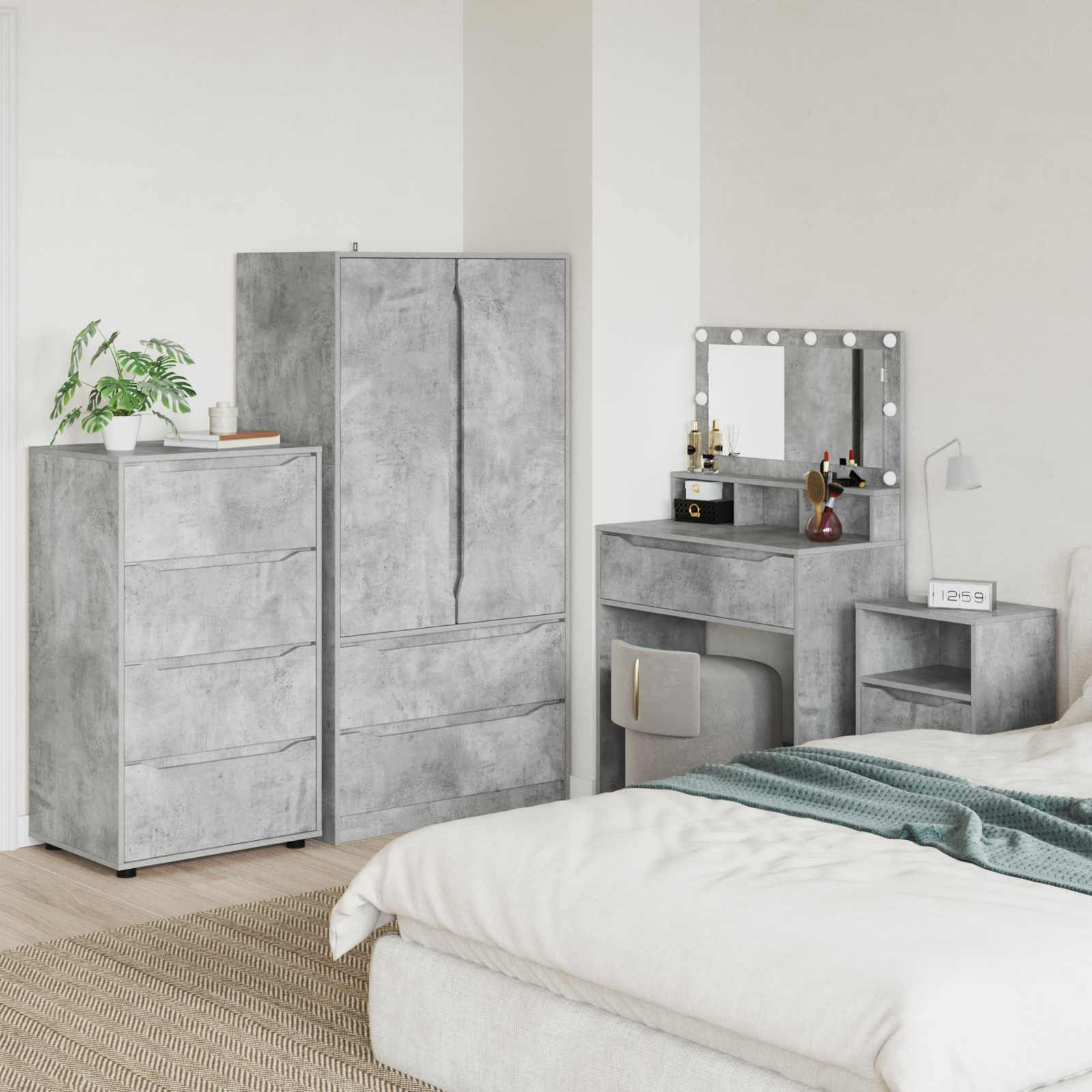 vidaXL Stauraumschränke Beton Grau 60 x 48 x 105 cm Holzwerkstoff