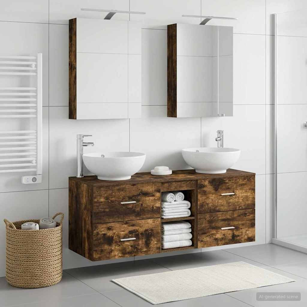 vidaXL Badezimmermöbel-Set 5 pcs Geräucherte Eiche