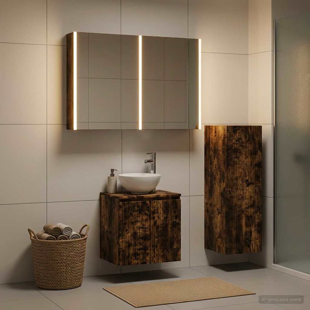 vidaXL Badezimmermöbel-Set 4 pcs Geräucherte Eiche