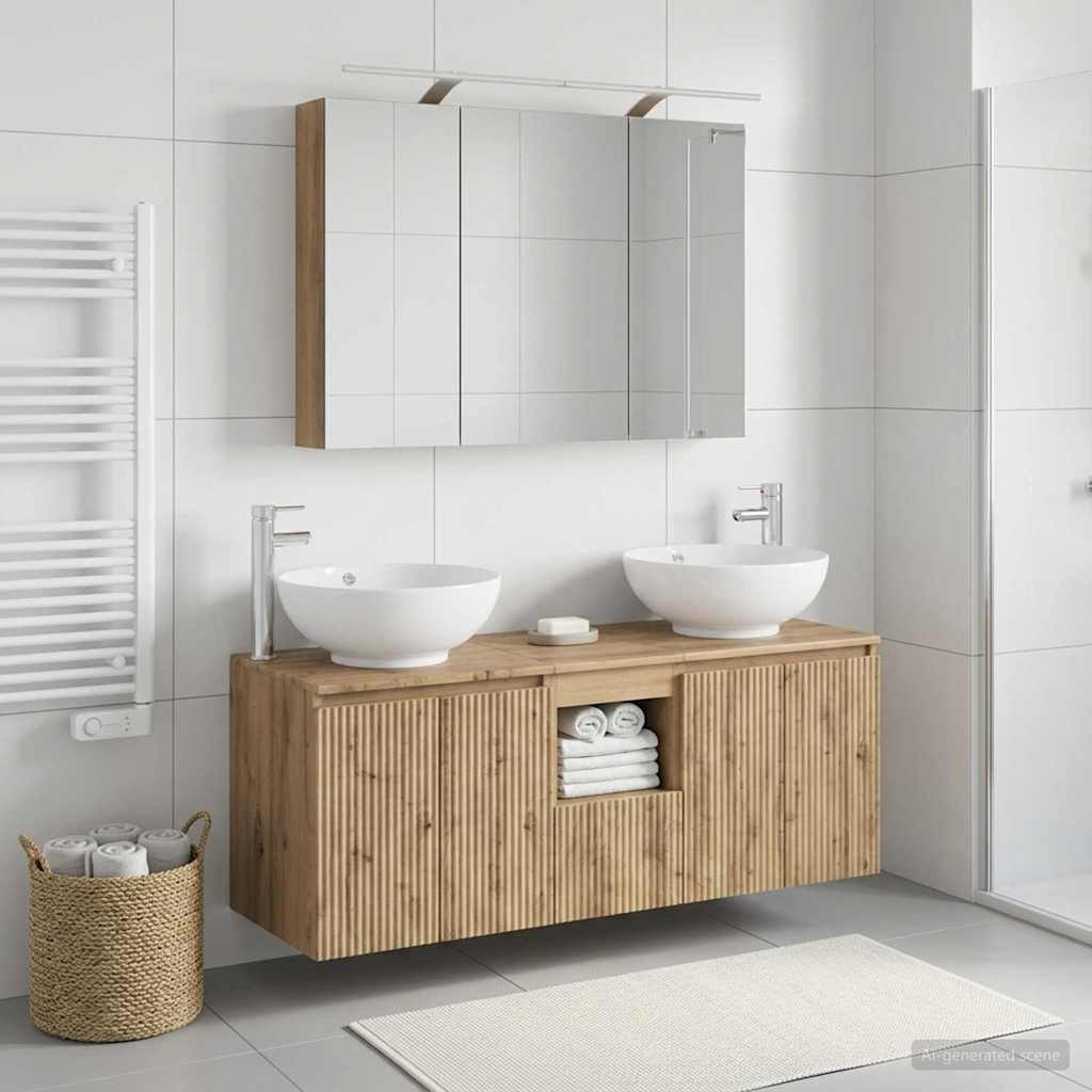 vidaXL Badezimmerschrank-Set 4 Stk. Artisan-Eiche Holzwerkstoff