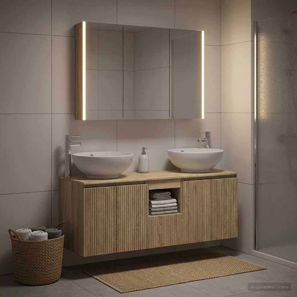 vidaXL Badezimmerschrank-Set 4 pcs Sonoma-Eiche Holzwerkstoff