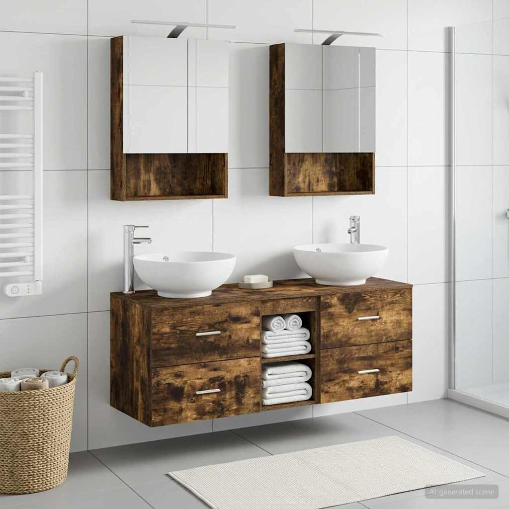vidaXL Badezimmermöbel-Set 5 pcs Geräucherte Eiche