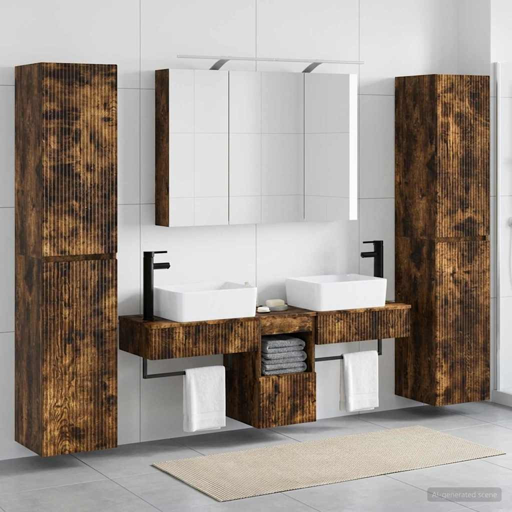 vidaXL Badezimmermöbel-Set 6 pcs Geräucherte Eiche