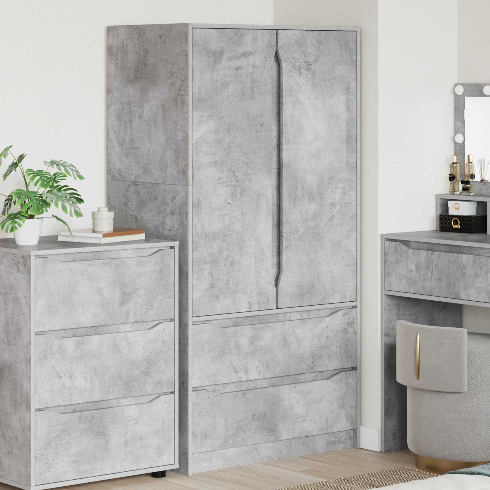 vidaXL Kleiderschrank Betongrau 79,5 x 49 x 156 cm Holzwerkstoff