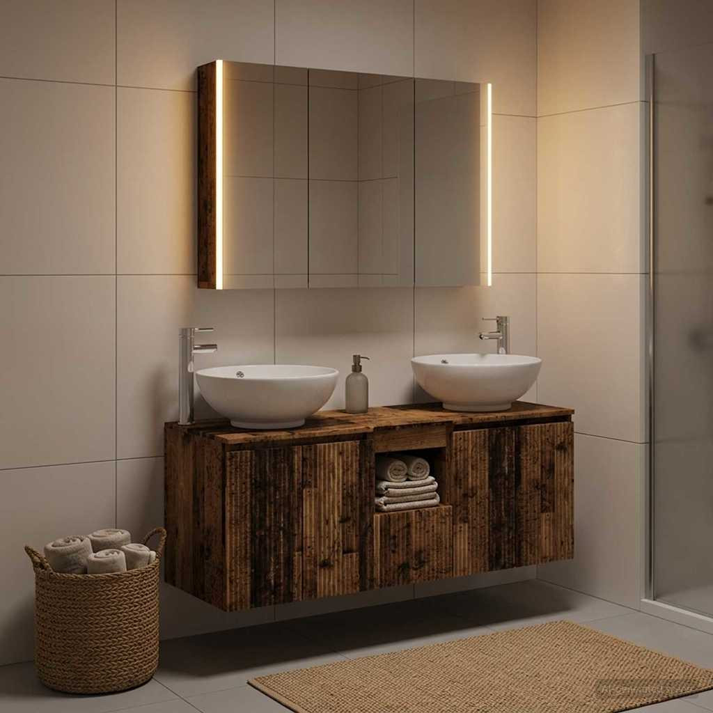 vidaXL Badezimmerschrank-Set 4 pcs Altholz Holzwerkstoff