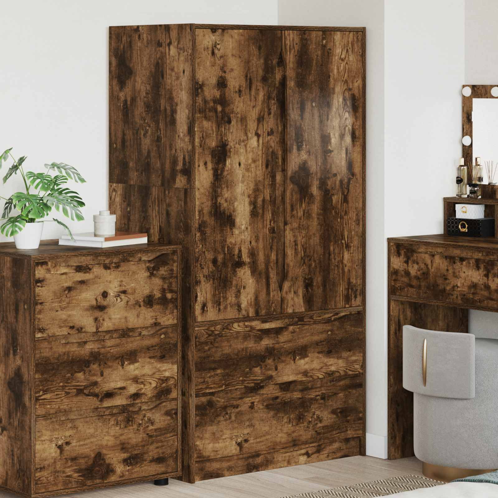 vidaXL Kleiderschrank mit Tür Geräucherte Eiche 79,5 x 49 x 156 cm