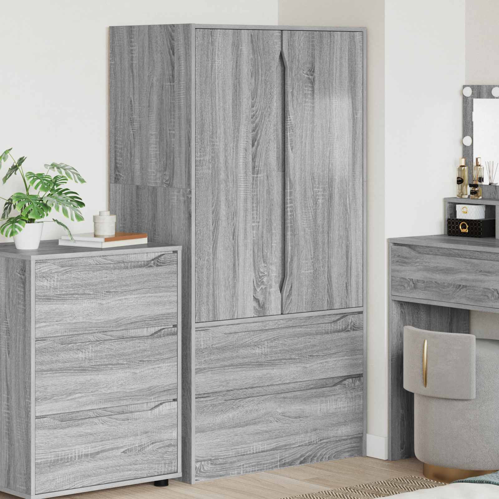 vidaXL Kleiderschrank Graues Sonoma 79,5 x 49 x 156 cm Holzwerkstoff