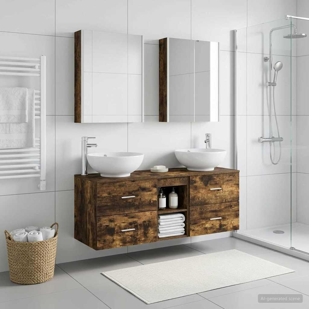 vidaXL Badezimmermöbel-Set 5 pcs Geräucherte Eiche