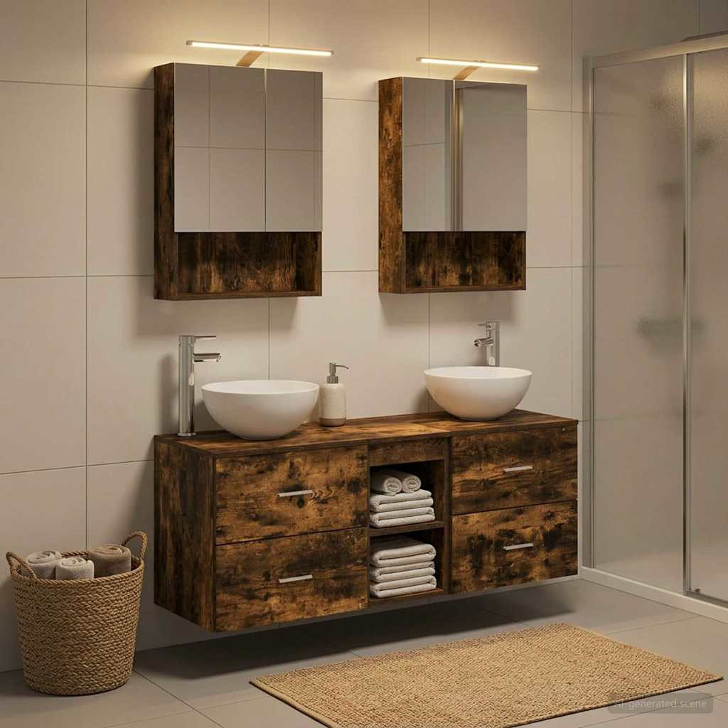 vidaXL Badezimmermöbel-Set 5 pcs Geräucherte Eiche