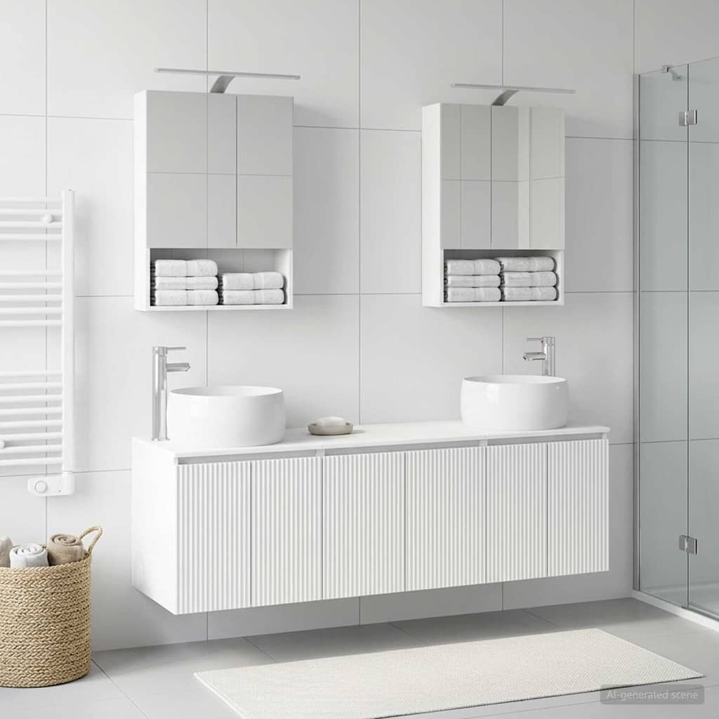 vidaXL Badezimmerschrank-Set 5 pcs Weiß Holzwerkstoff