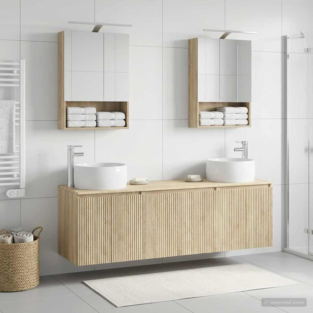 vidaXL Badezimmerschrank-Set 5 pcs Sonoma-Eiche Holzwerkstoff