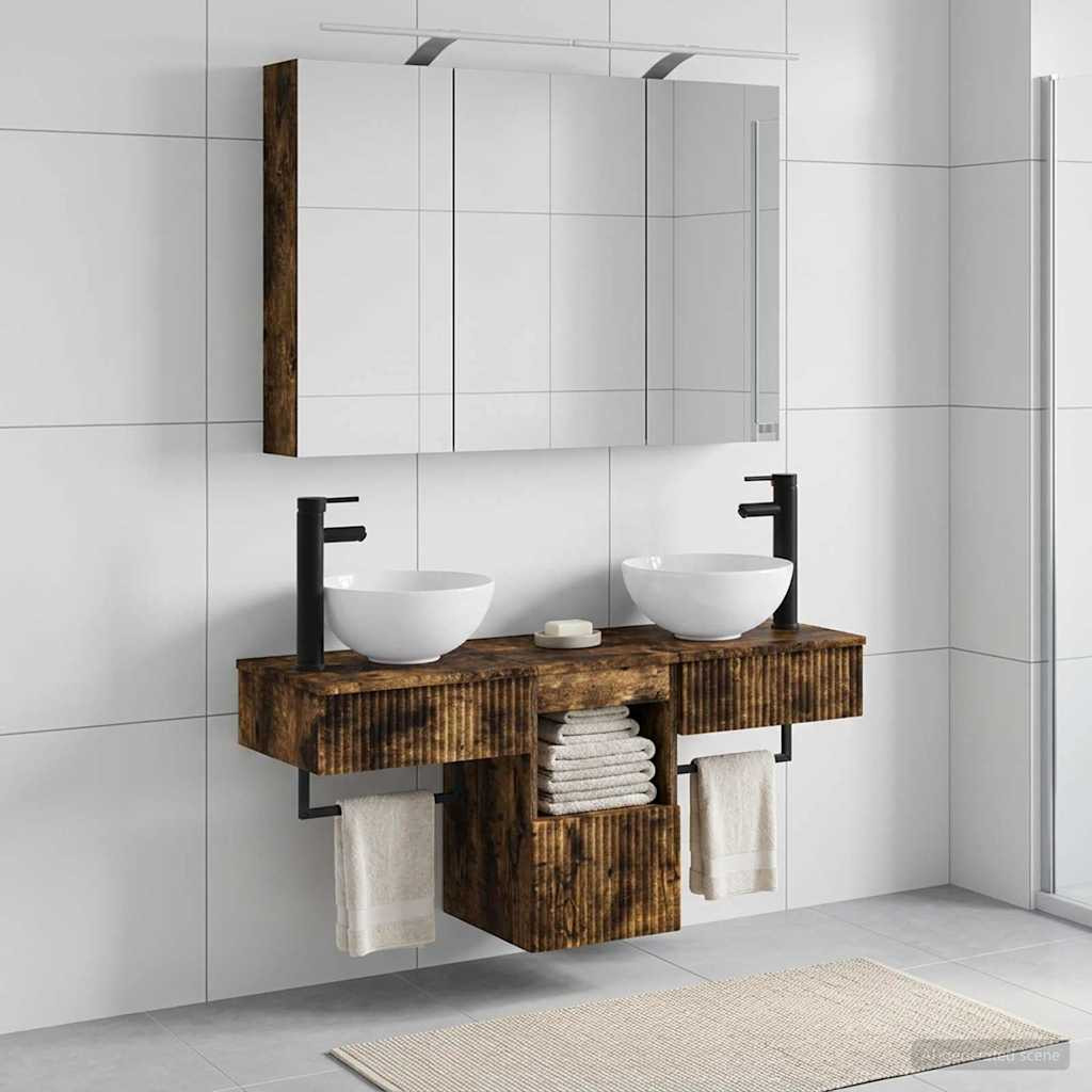 vidaXL Badezimmerschrank-Set 4 pcs Geräucherte Eiche