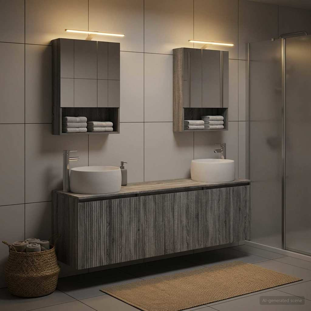 vidaXL Badezimmerschrank-Set 5 pcs Grau Sonoma Holzwerkstoff