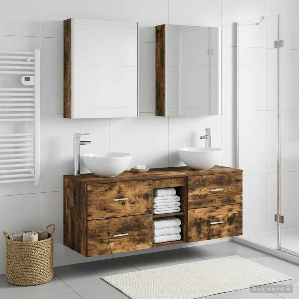 vidaXL Badezimmermöbel-Set 5 pcs Geräucherte Eiche