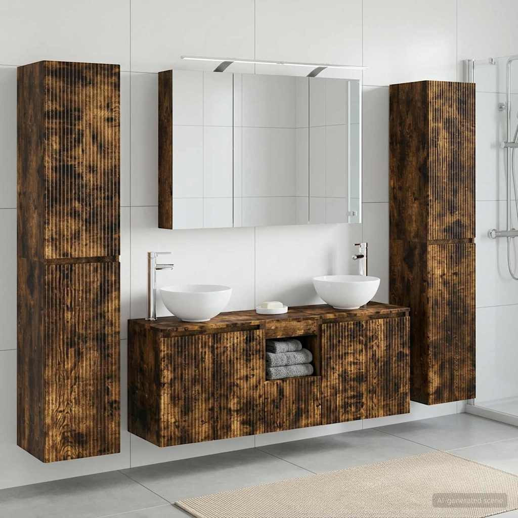 vidaXL Badezimmermöbel-Set 6 pcs Geräucherte Eiche