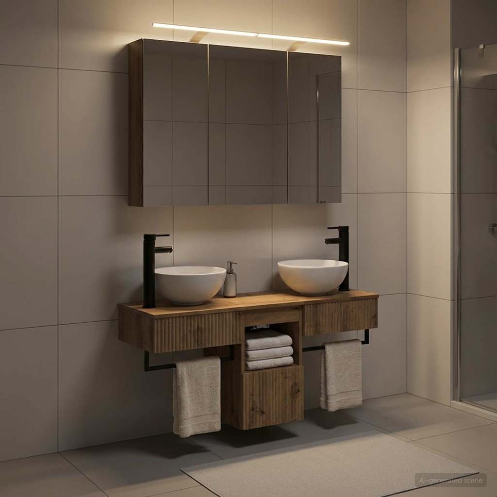 vidaXL Badezimmerschrank-Set 4 Stk. Artisan-Eiche Holzwerkstoff