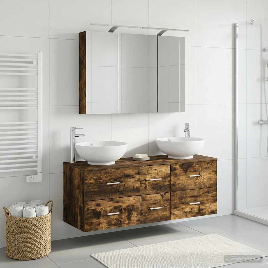 vidaXL Badezimmermöbel-Set 4 pcs Geräucherte Eiche