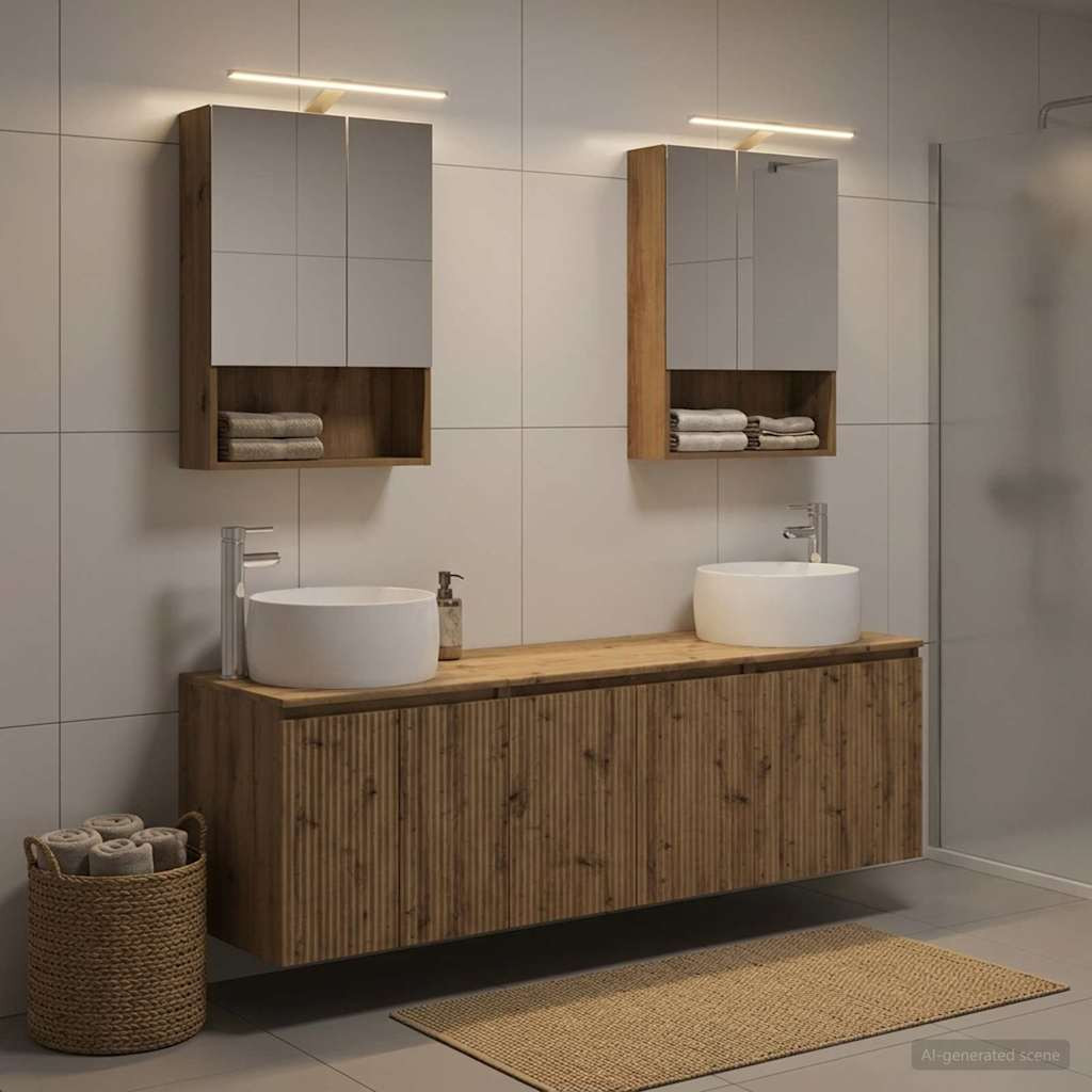 vidaXL Badezimmerschrank-Set 5 Stk. Artisan-Eiche Holzwerkstoff