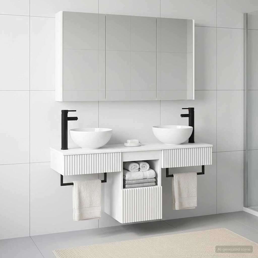 vidaXL Badezimmerschrank-Set 4 pcs Weiß 103,5 x 15,5 x 70 cm