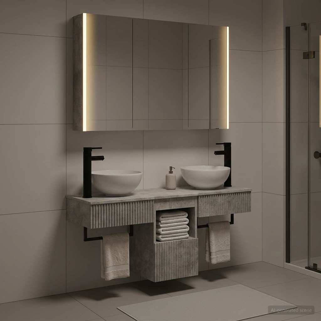 vidaXL Badezimmerschrank-Set 4 pcs Betongrau 103,5 x 15,5 x 70 cm