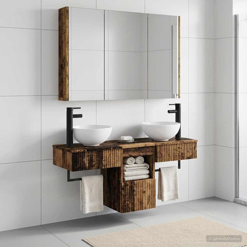 vidaXL Badezimmerschrank-Set 4 pcs Altholz 103,5 x 15,5 x 70 cm
