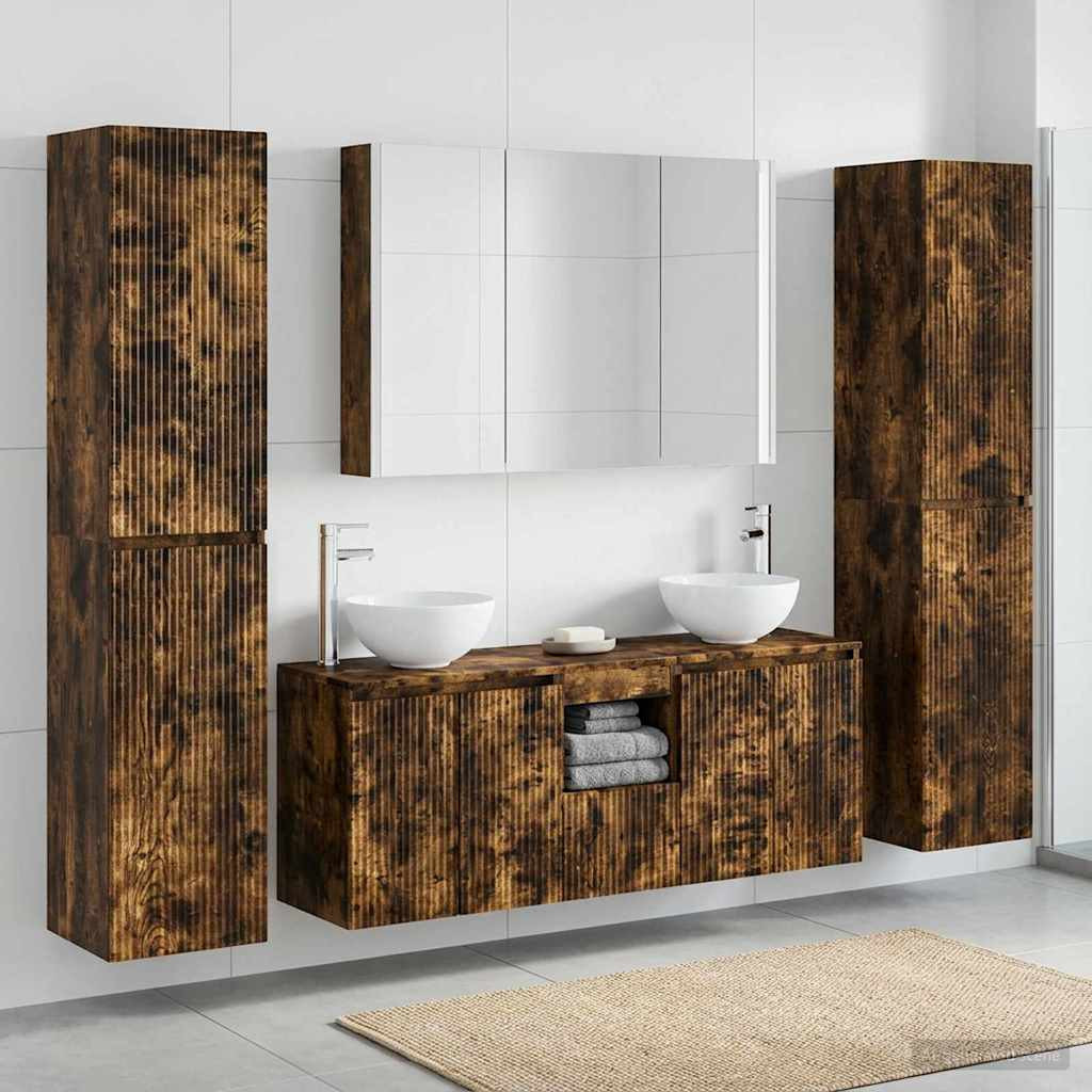 vidaXL Badezimmermöbel-Set 6 pcs Geräucherte Eiche