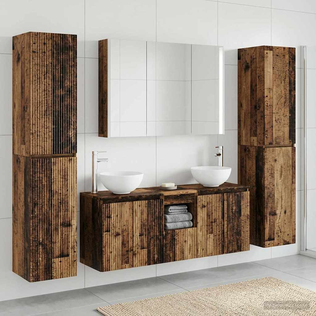 vidaXL Badezimmermöbel-Set 6 pcs Altholz Ingenieurholz und Glas