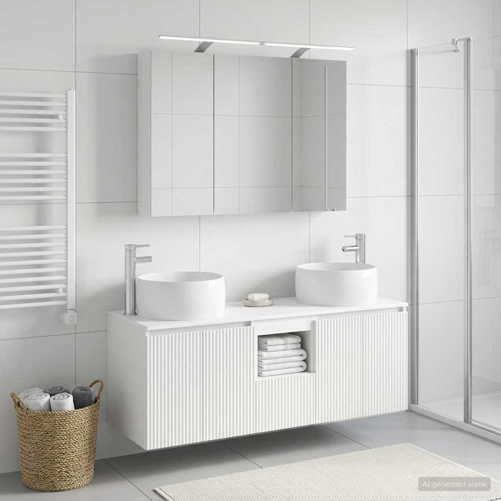 vidaXL Badezimmerschrank-Set 4 pcs Weiß Holzwerkstoff