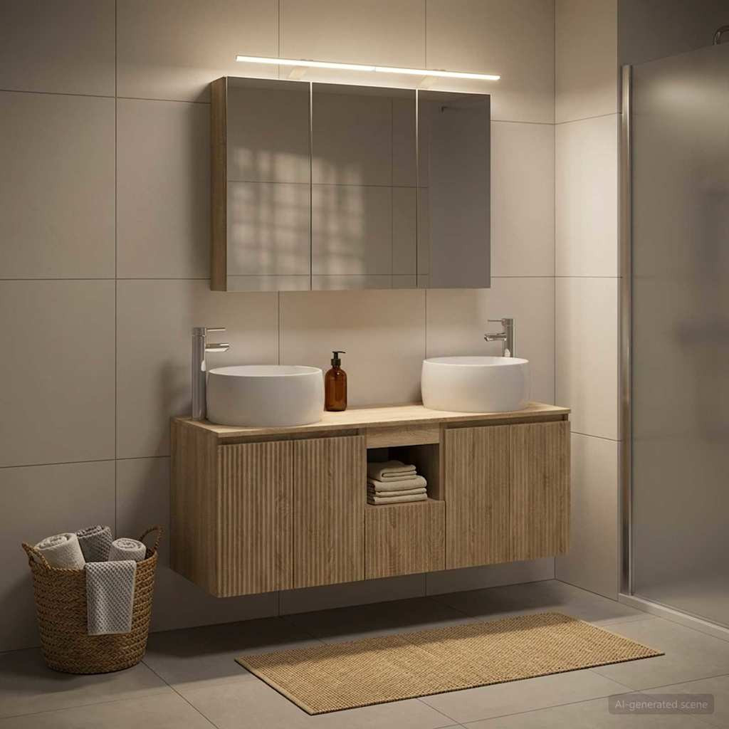 vidaXL Badezimmerschrank-Set 4 pcs Sonoma-Eiche Holzwerkstoff