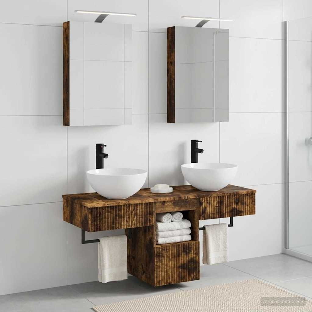 vidaXL Badezimmerschrank-Set 5 pcs Geräucherte Eiche