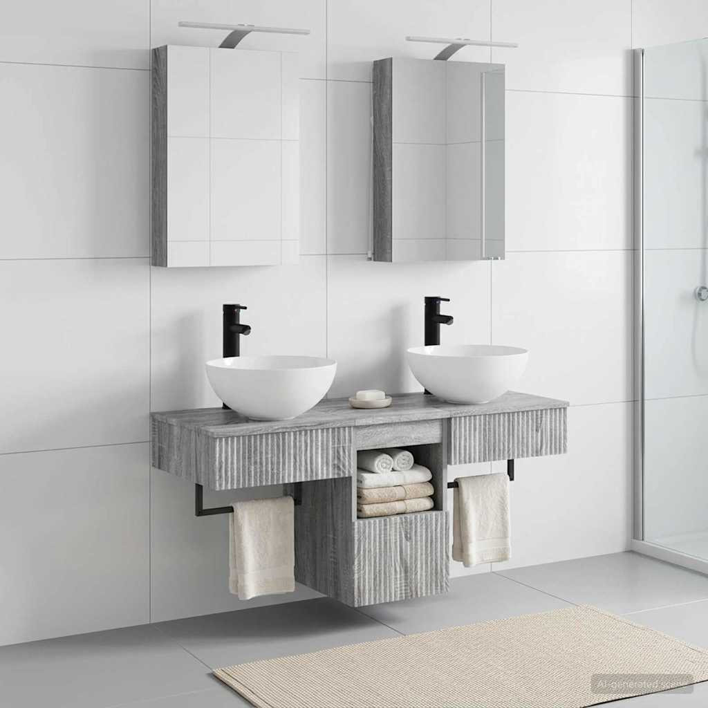 vidaXL Badezimmerschrank-Set 5 pcs Grau Sonoma 40 x 10,5 x 60,5 cm
