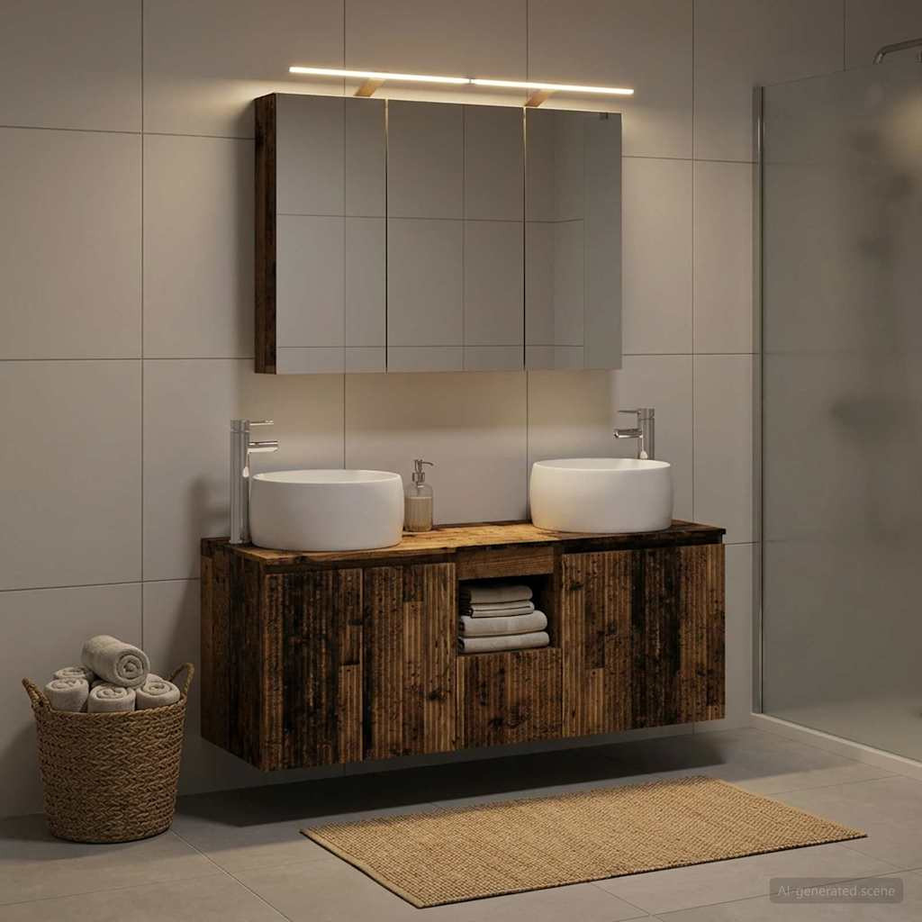 vidaXL Badezimmerschrank-Set 4 pcs Altholz Holzwerkstoff