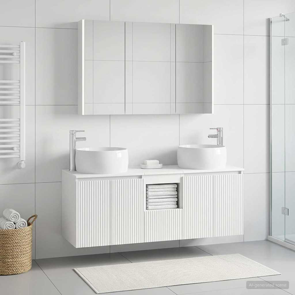 vidaXL Badezimmerschrank-Set 4 pcs Weiß Holzwerkstoff