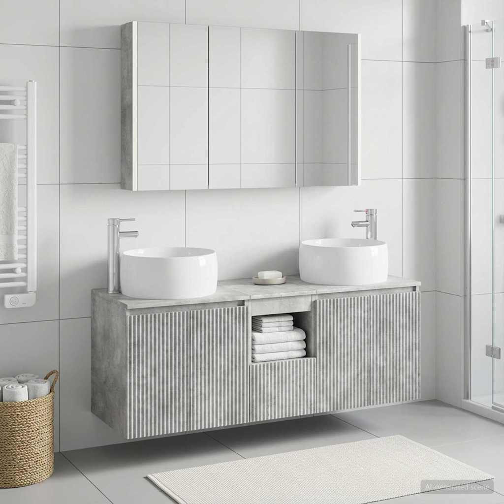 vidaXL Badezimmerschrank-Set 4 pcs Betongrau Holzwerkstoff