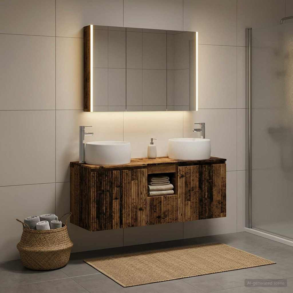 vidaXL Badezimmerschrank-Set 4 pcs Altholz Holzwerkstoff