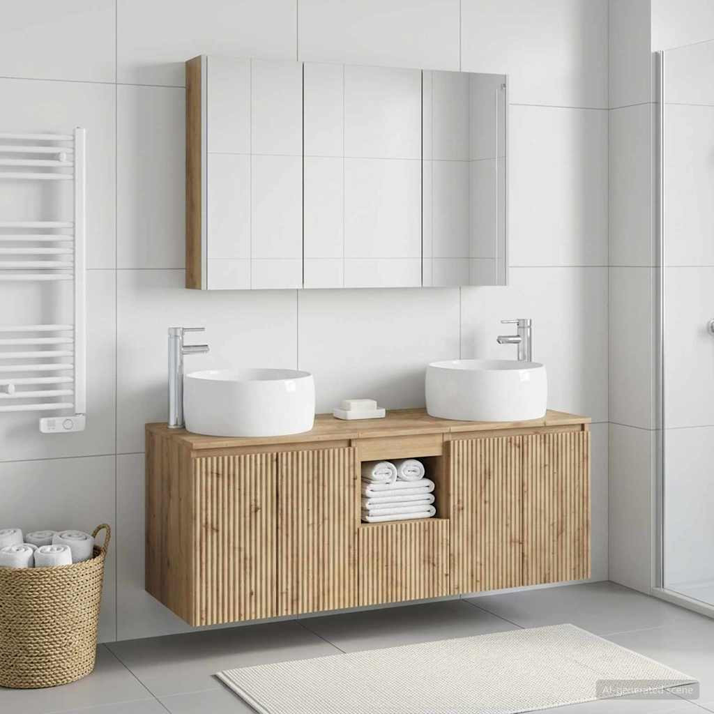 vidaXL Badezimmerschrank-Set 4 Stk. Artisan-Eiche Holzwerkstoff