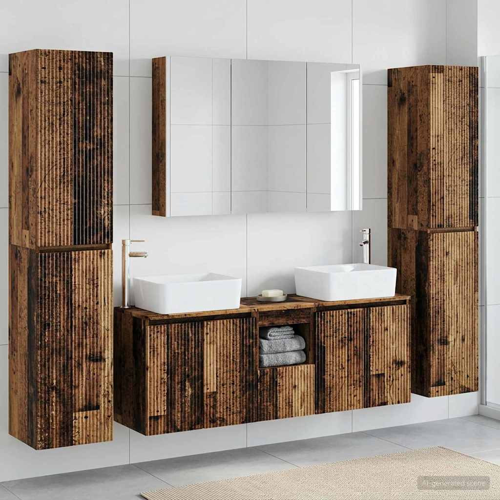 vidaXL Badezimmermöbel-Set 6 pcs Altholz Ingenieurholz und Glas