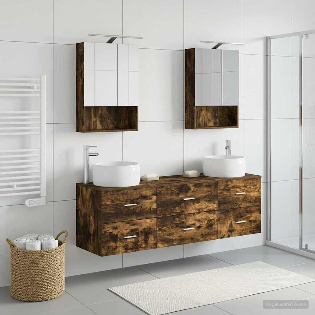 vidaXL Badezimmermöbel-Set 5 pcs Geräucherte Eiche
