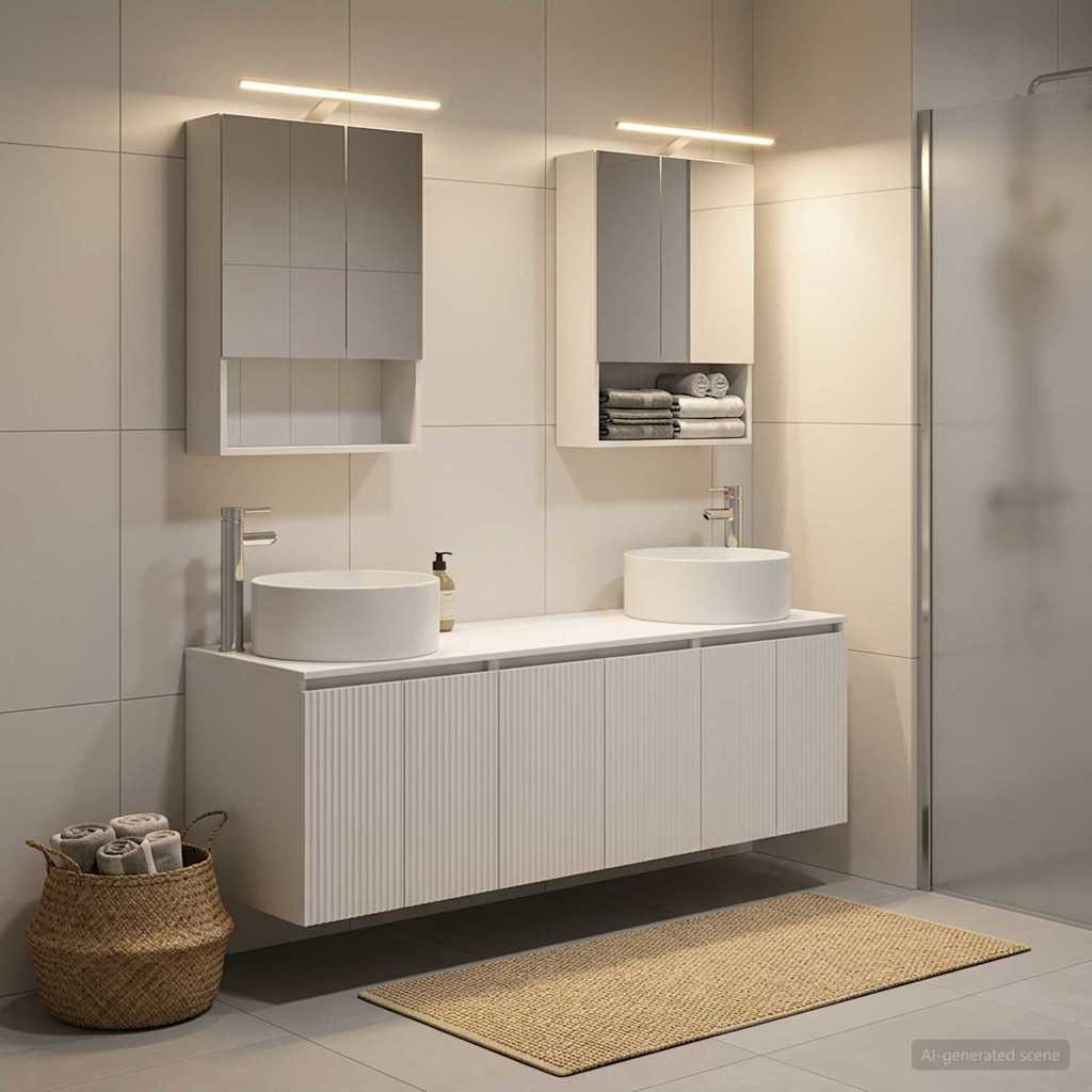 vidaXL Badezimmerschrank-Set 5 pcs Weiß Holzwerkstoff