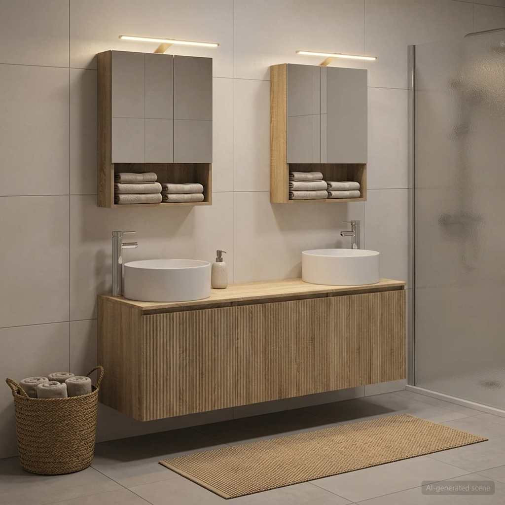 vidaXL Badezimmerschrank-Set 5 pcs Sonoma-Eiche Holzwerkstoff