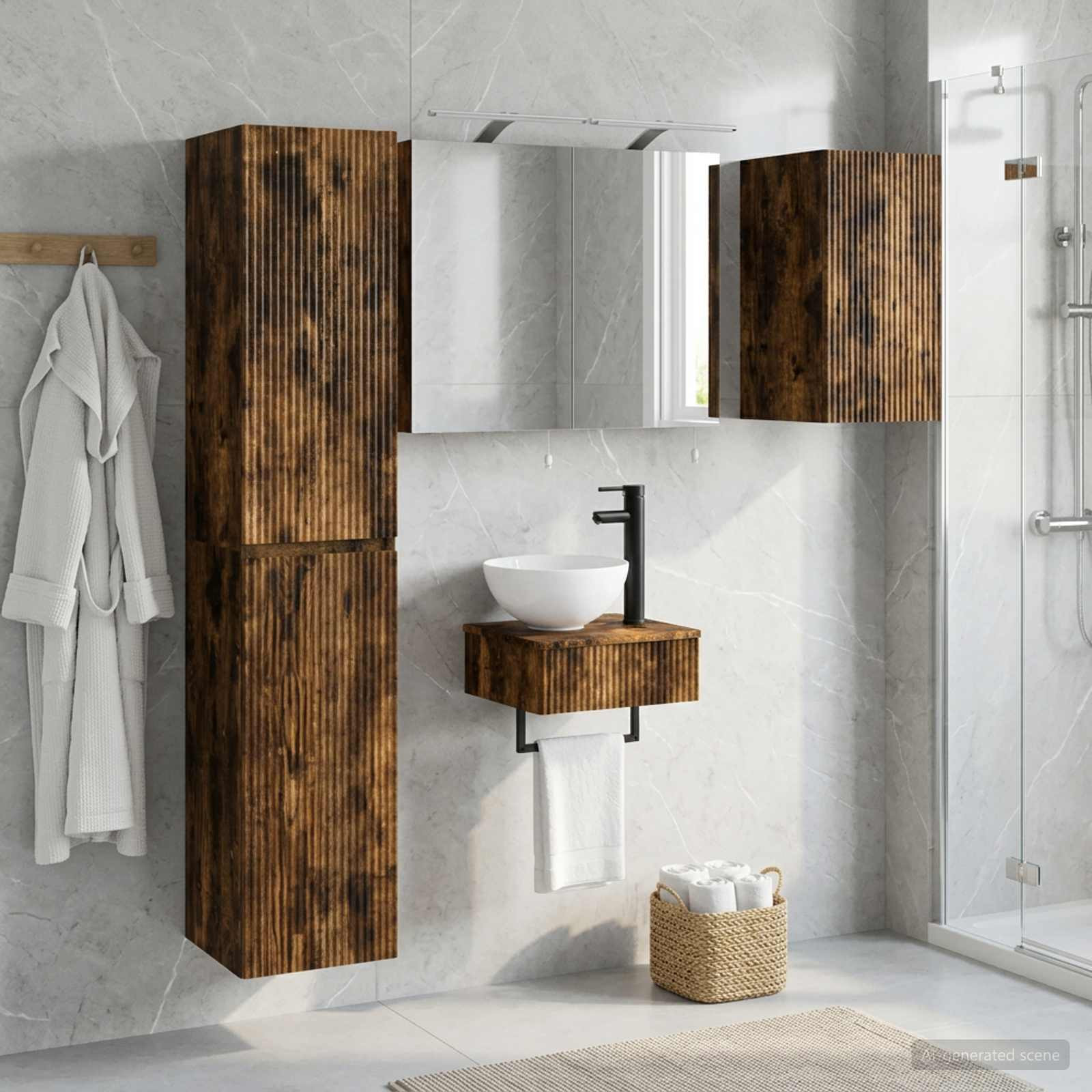 vidaXL Badezimmermöbel-Set 5 pcs Geräucherte Eiche