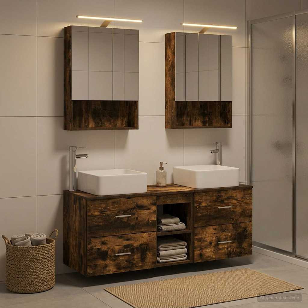 vidaXL Badezimmermöbel-Set 5 pcs Geräucherte Eiche