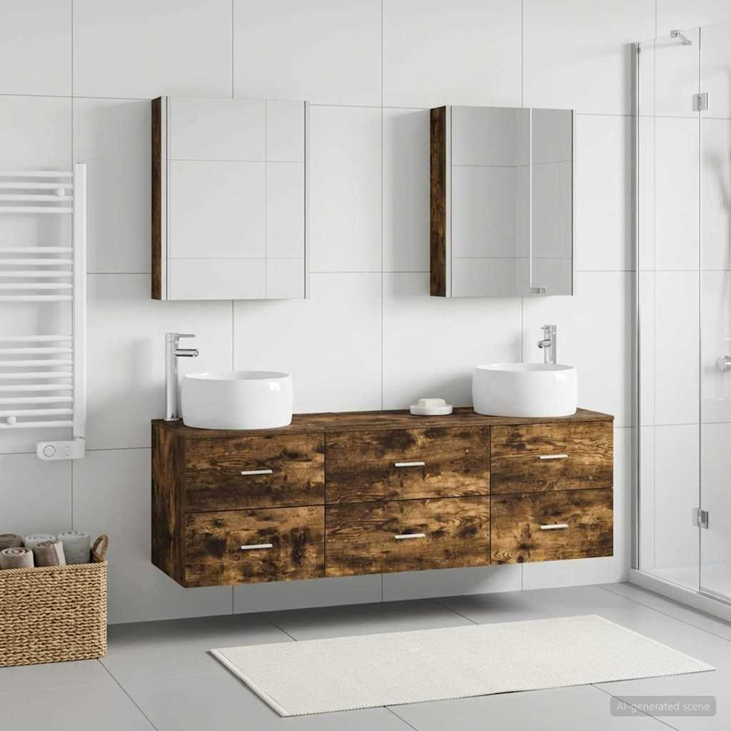 vidaXL Badezimmermöbel-Set 5 pcs Geräucherte Eiche