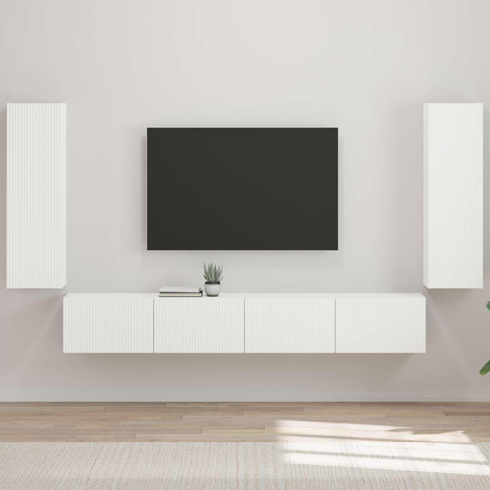 vidaXL TV-Wandregal-Set 4 pcs Hochglanz Weiß Holzwerkstoff