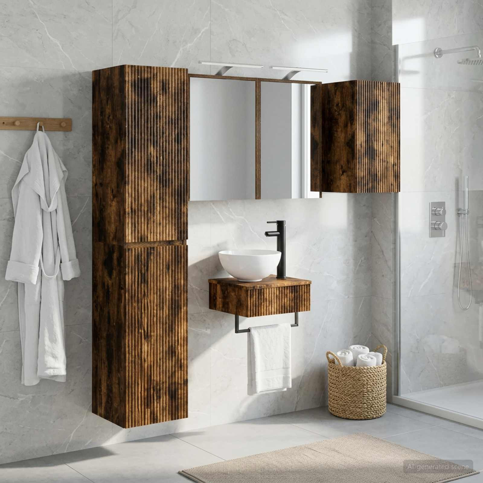 vidaXL Badezimmermöbel-Set 5 pcs Geräucherte Eiche