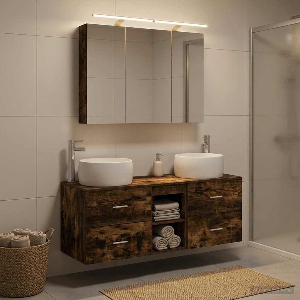 vidaXL Badezimmermöbel-Set 4 pcs Geräucherte Eiche