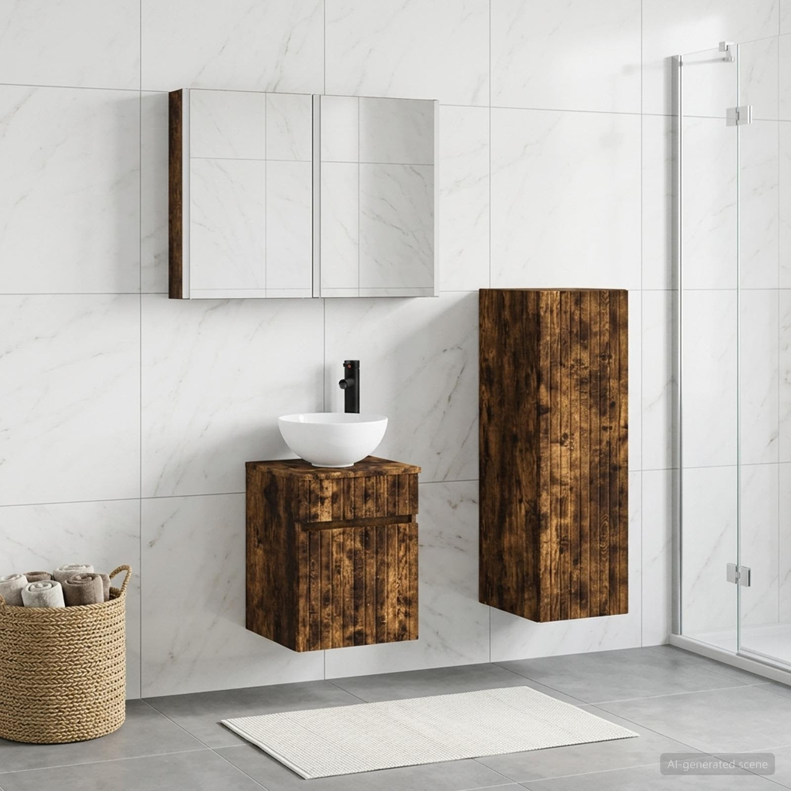 vidaXL Badezimmermöbel-Set 4 pcs Geräucherte Eiche