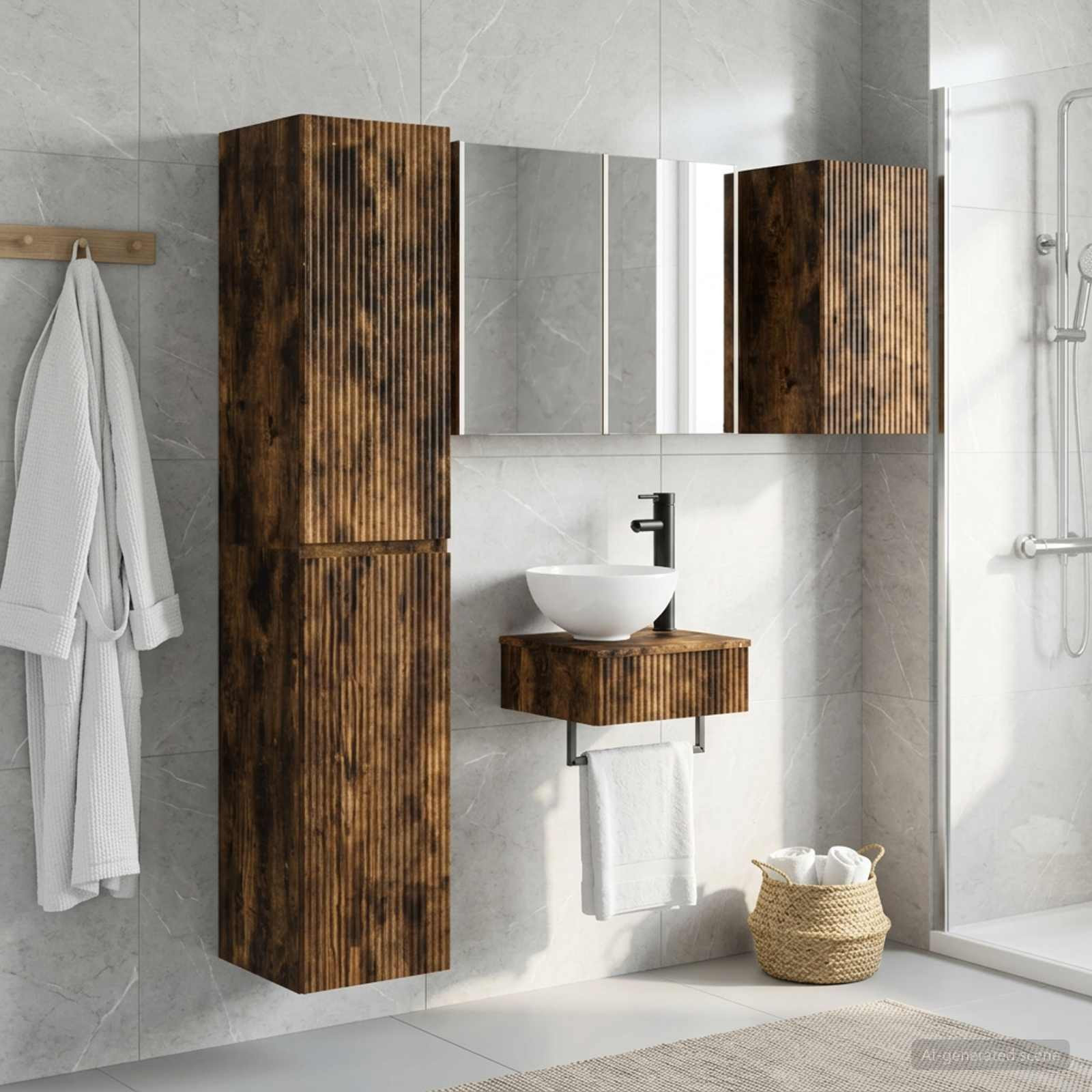 vidaXL Badezimmermöbel-Set 5 pcs Geräucherte Eiche
