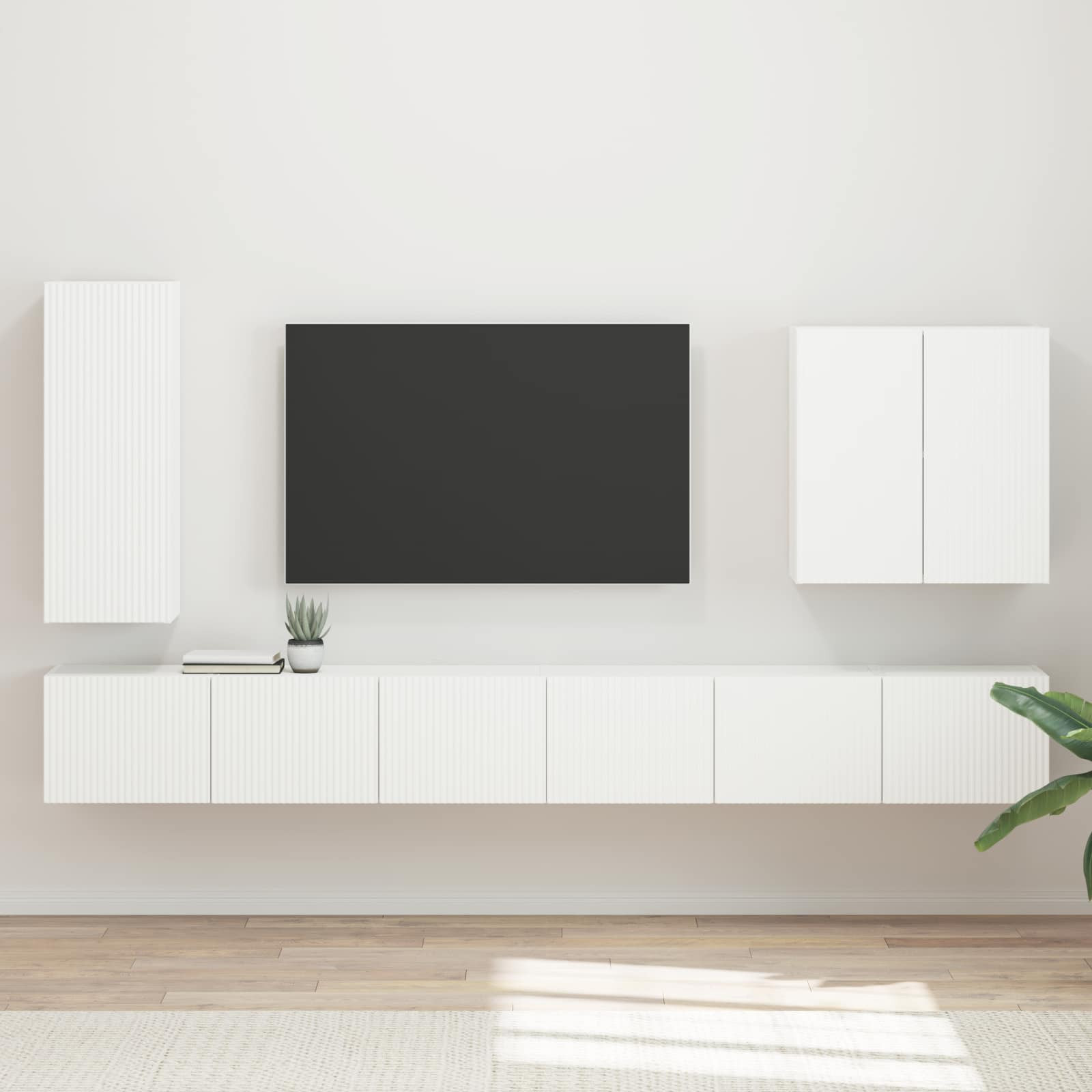 vidaXL TV-Wandregal-Set Wandmontiert 6 pcs Weiß